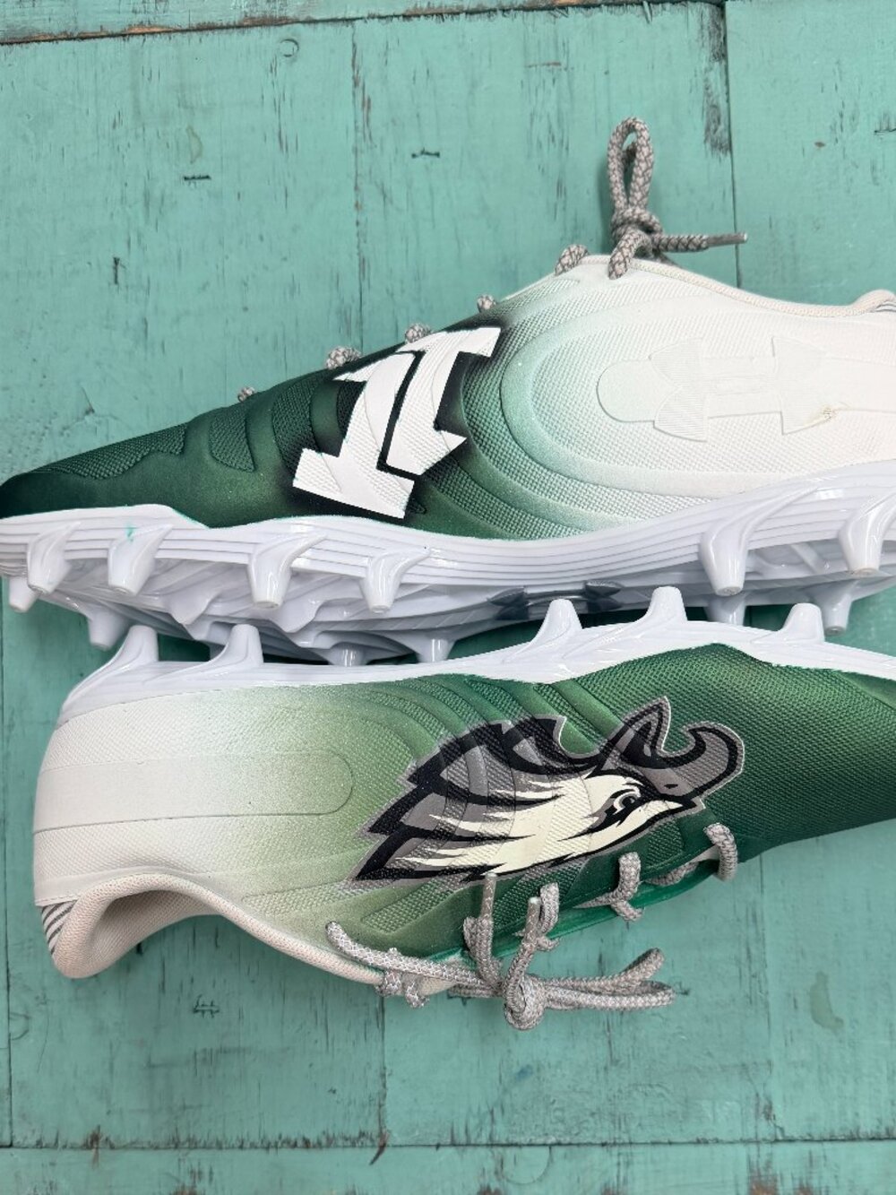 Under Armour - Football Cleats - CUSTOM - Size 12 - Eagles